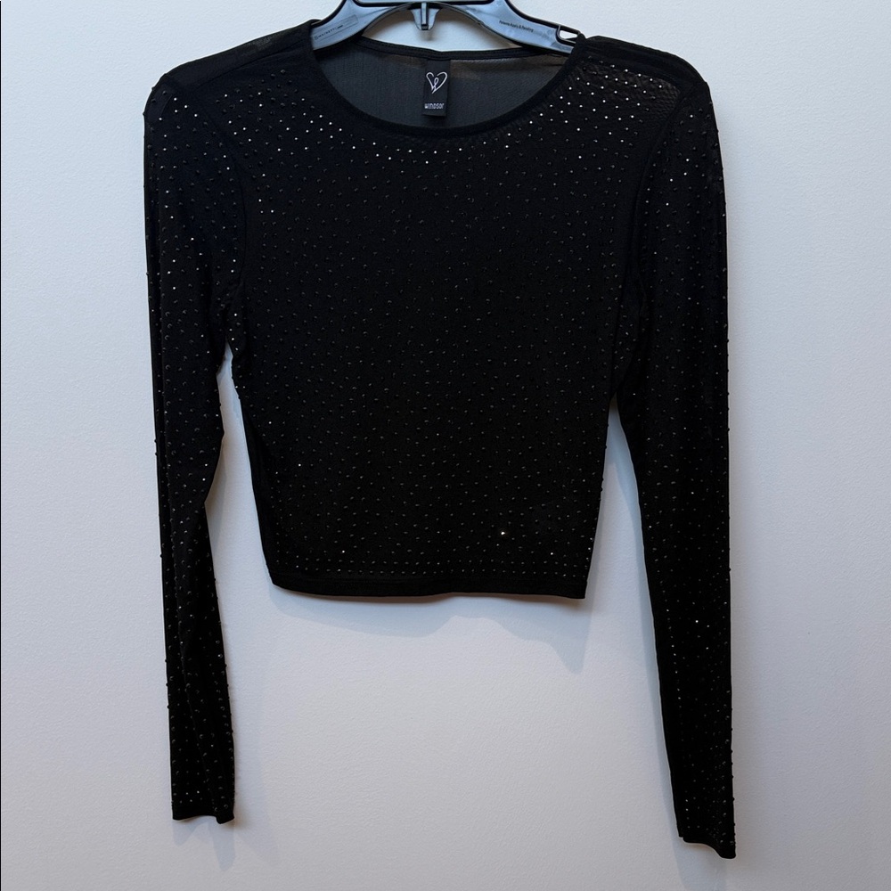 Windsor Black Sparkle Crop Top